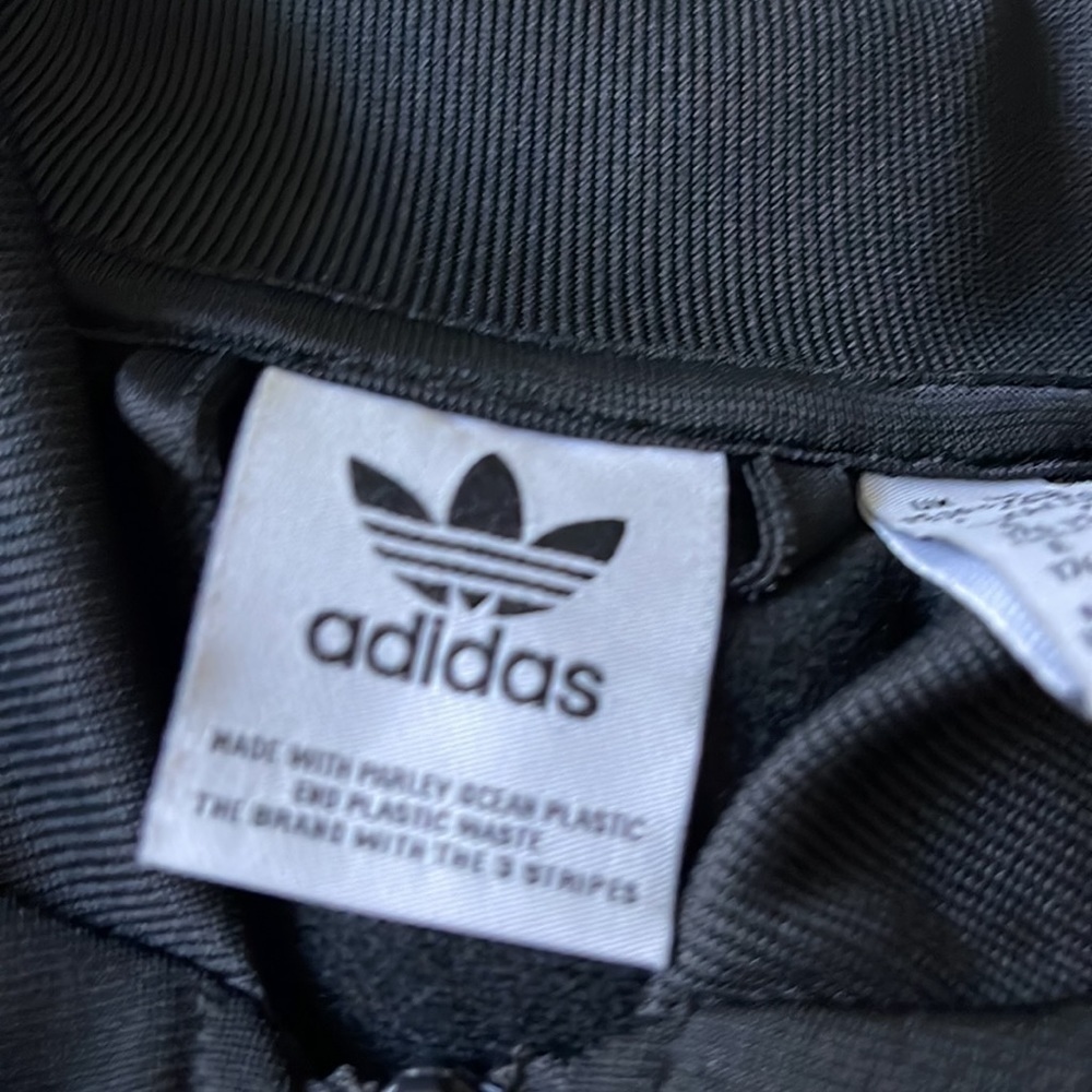 Adidas Zip Up Jacket - Black w/White Racing Stripes - Picture 4 of 5